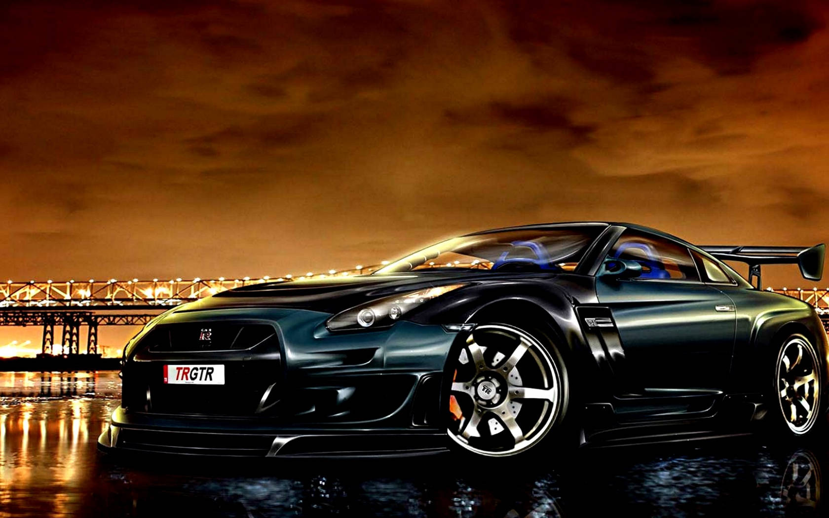 Stunning Night View Of Nissan Gt-r - An Epitome Of Cool Sports Car Wallpaper