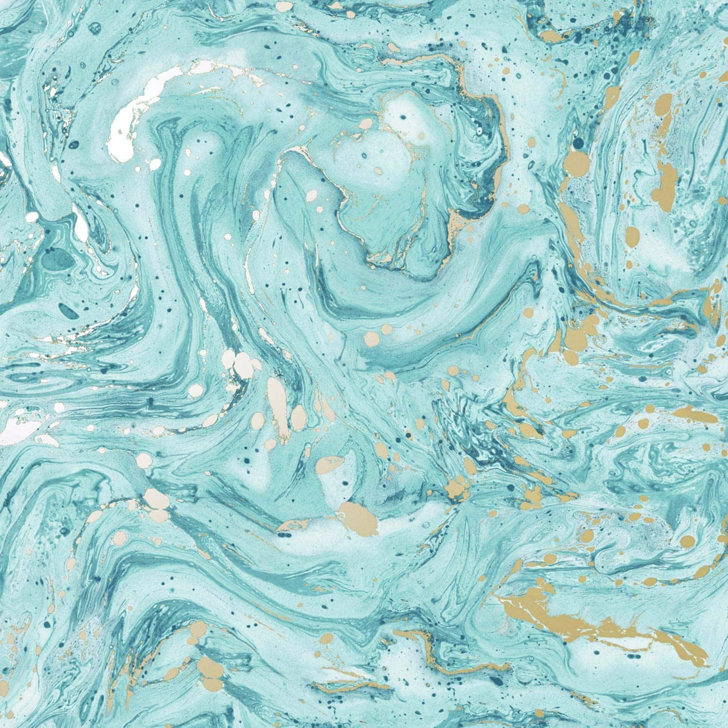 Stunning, Opulent Teal Marble Swirls Wallpaper