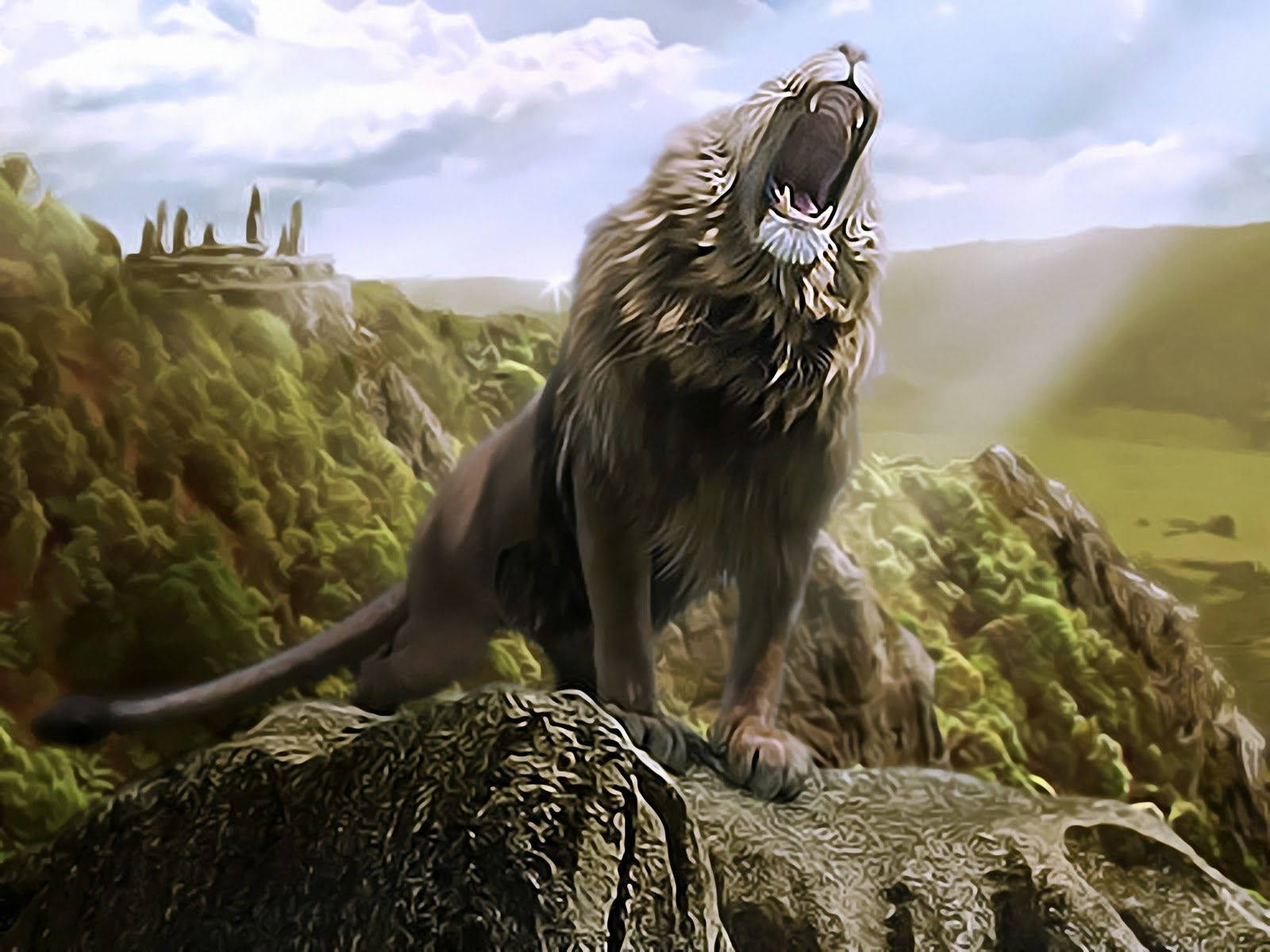 Stunning Scene In 3d Lion Exhibit Wallpaper