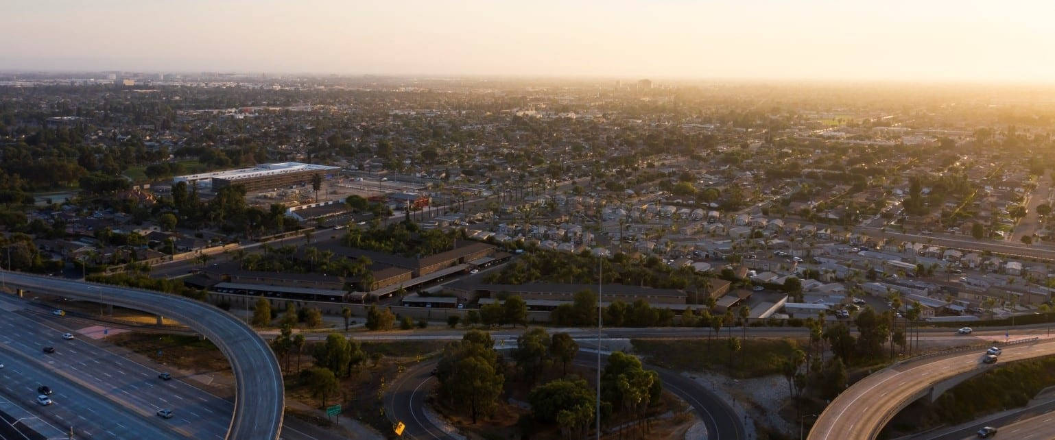 Stunning View Of Anaheim City At Sunset Wallpaper