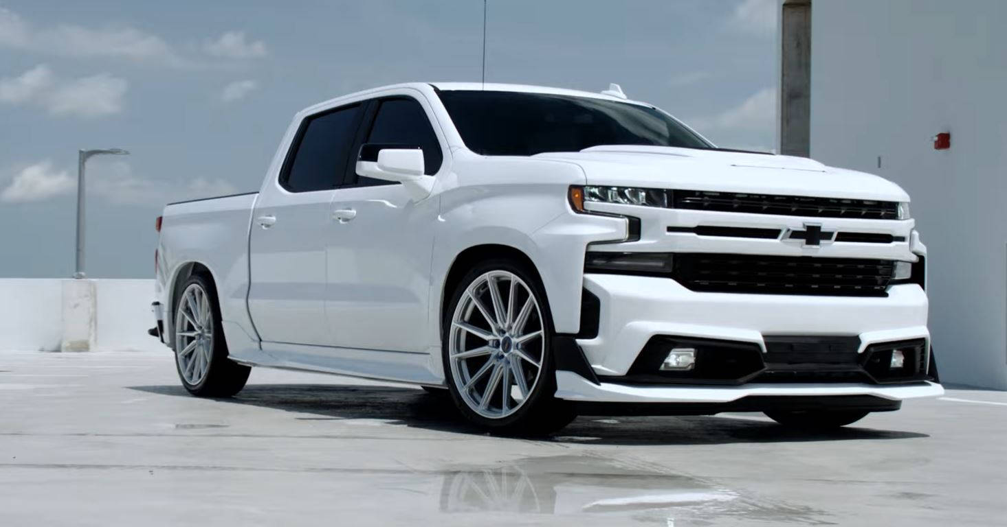 Stunning White Chevy Dropped Truck Wallpaper