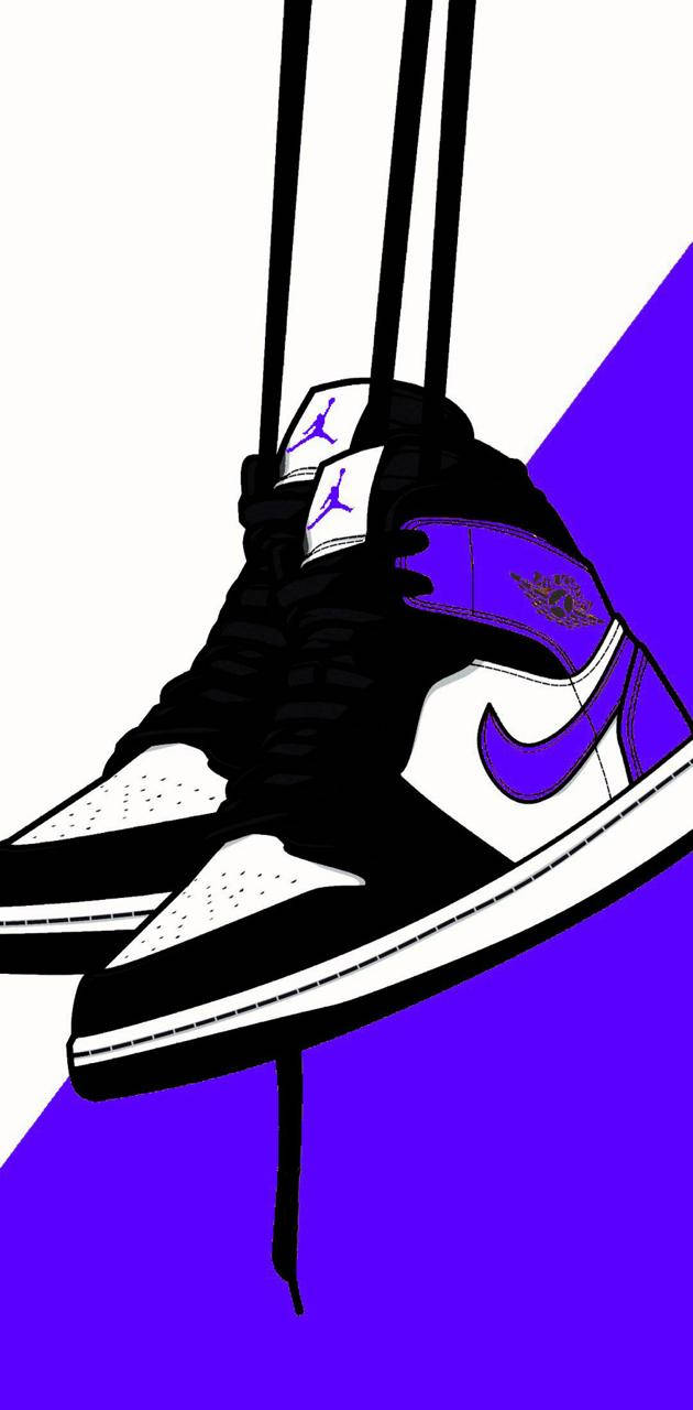 Style In Action With Purple Jordan Wallpaper