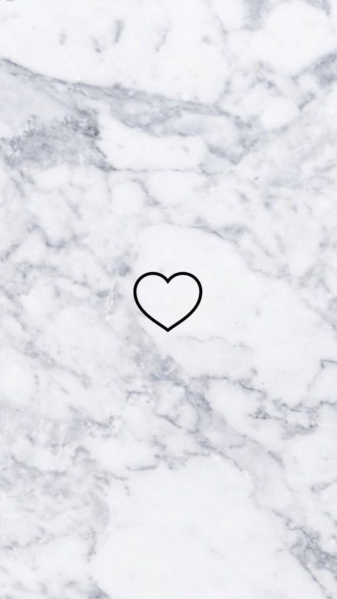 Stylish Hollow Heart Shape On Black And White Marble Iphone Background Wallpaper