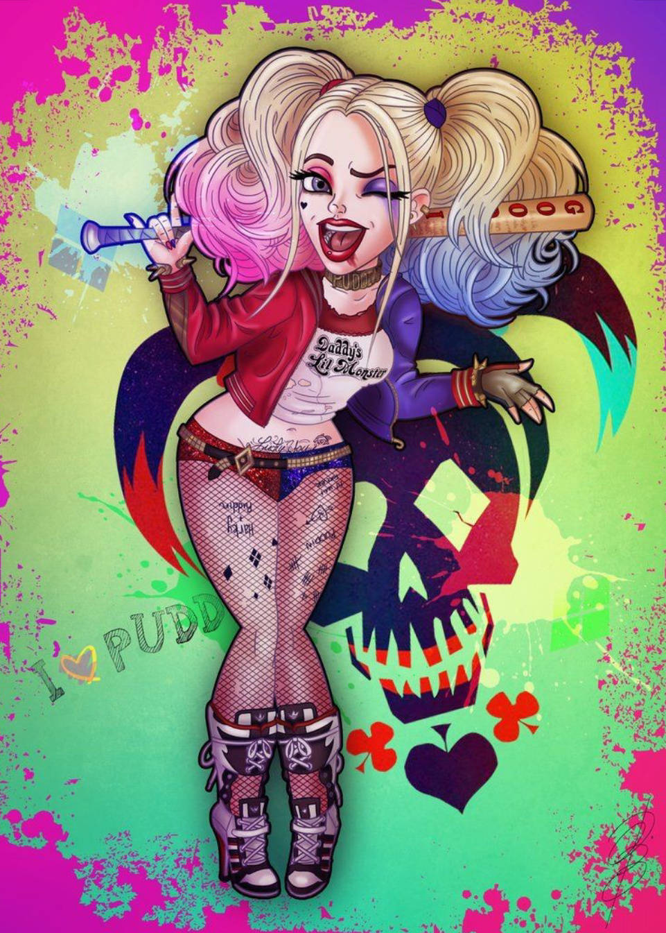 Suicide Squad Harley Quinn Cartoon Wallpaper