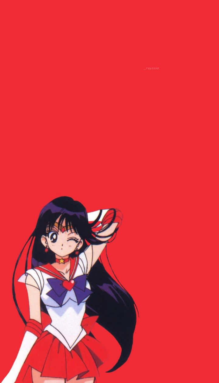 Suited Up And Ready To Fight, Sailor Mars Stars In This Epic Wallpaper. Wallpaper