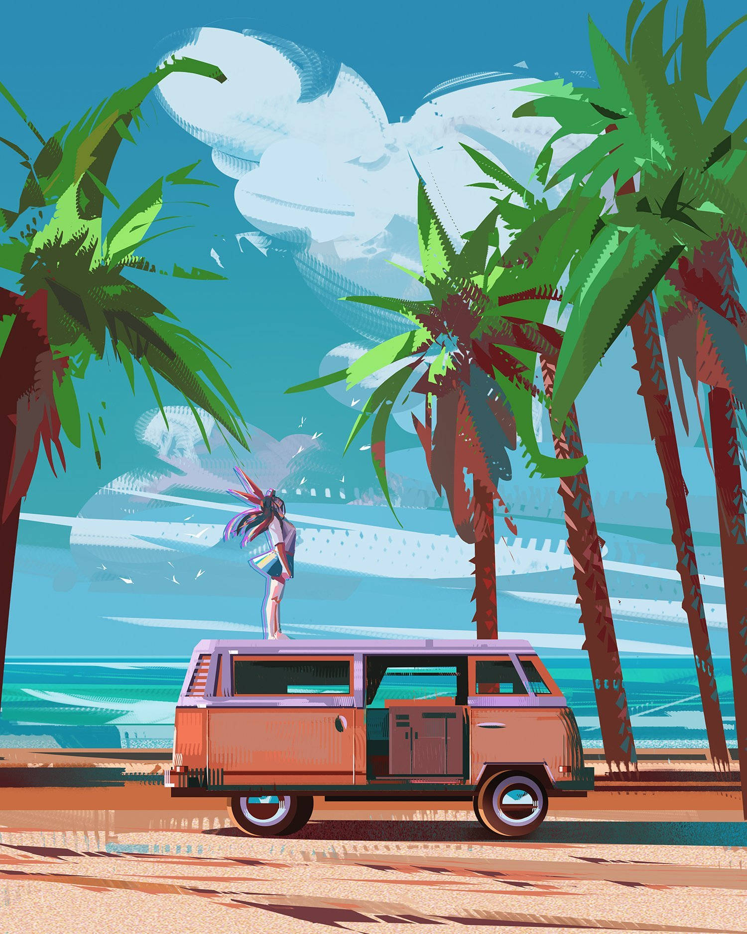 Summer Vibes Illustration Wallpaper