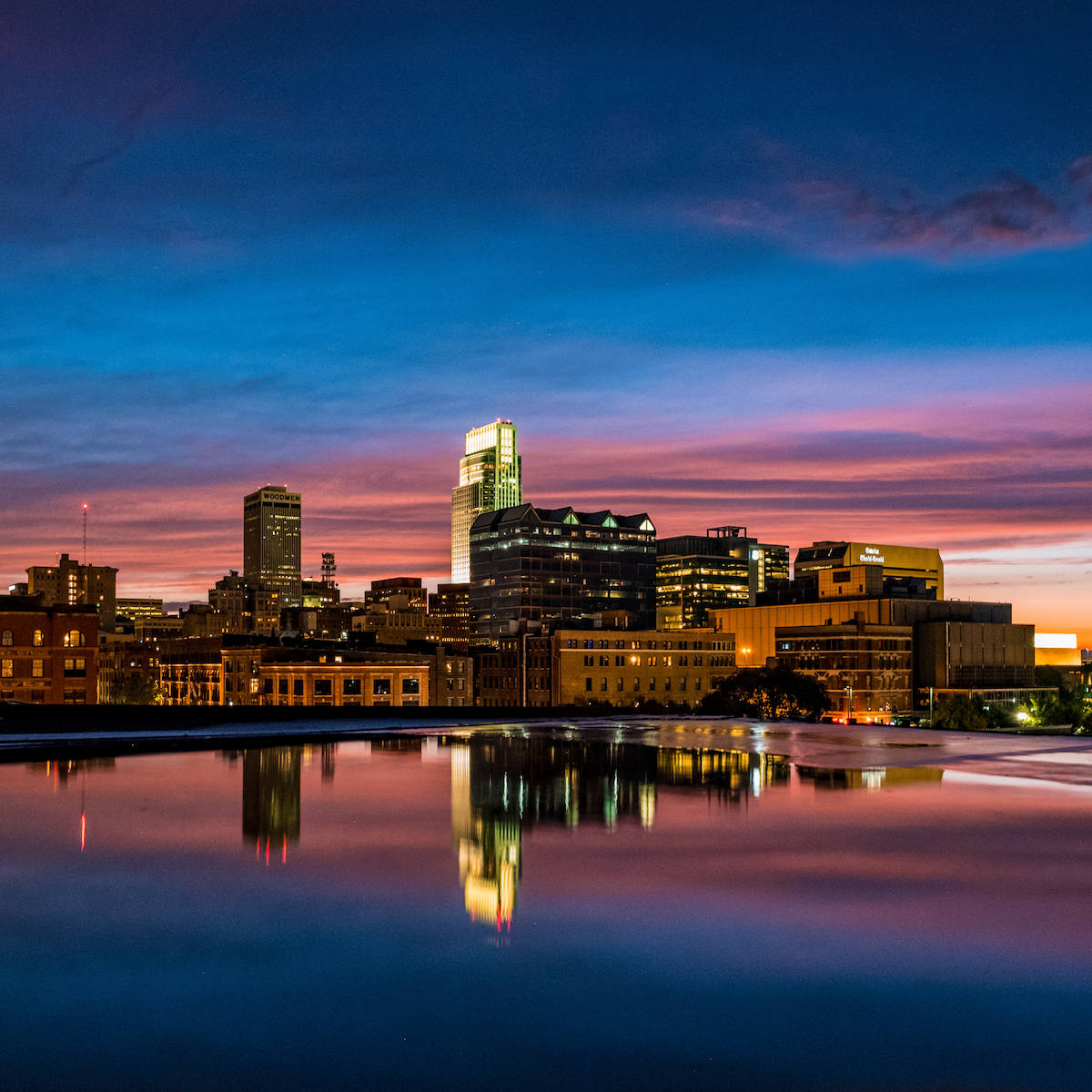 Sunset Aesthetic Omaha Skyline Wallpaper