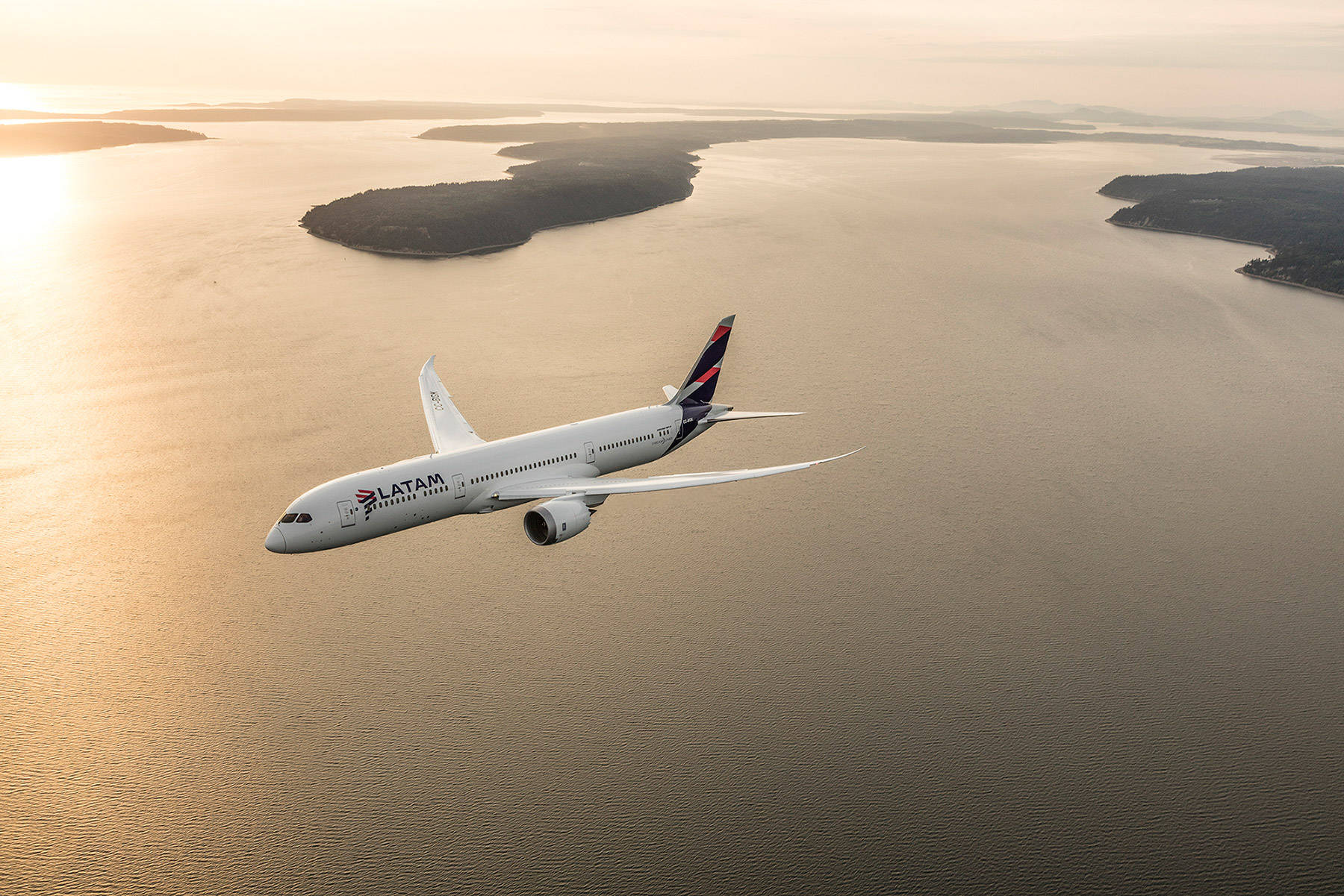 Sunset Flight Of Latam Airplane Wallpaper