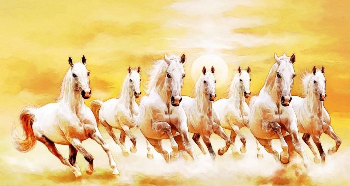 Sunset Seven Horses Wallpaper