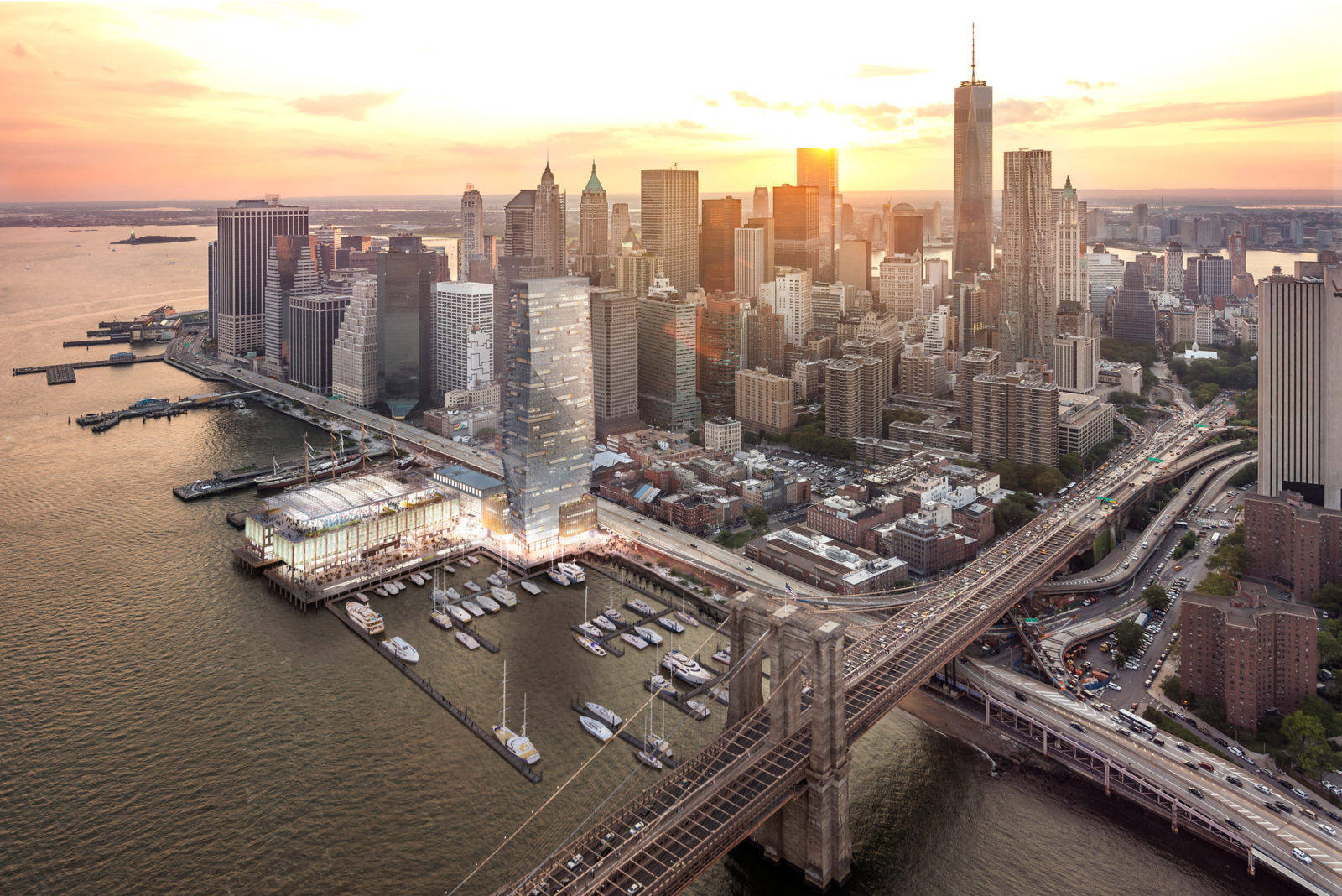 Sunset Sky At South Street Seaport Wallpaper