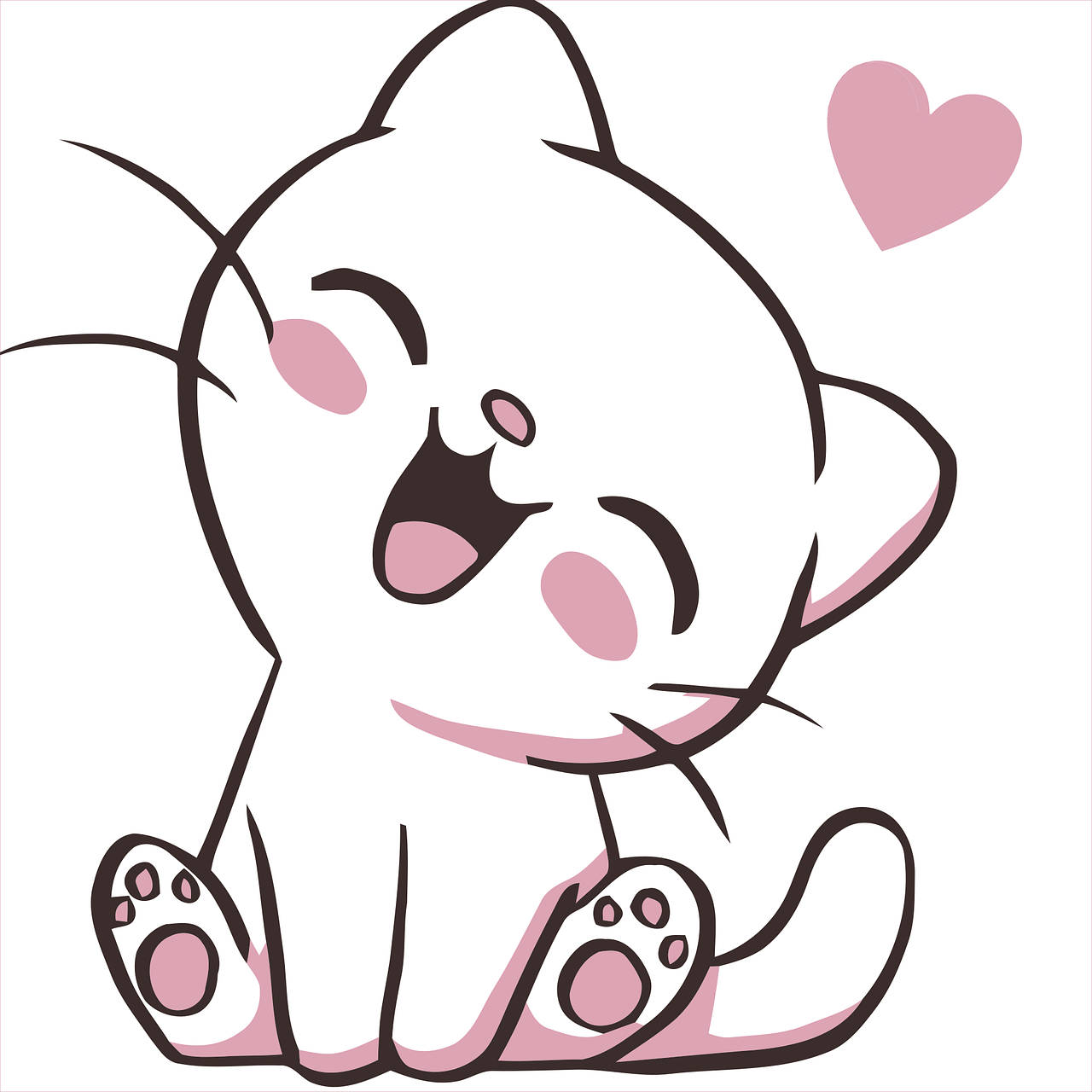 Super Cute Kawaii Cat Happily Smiling Wallpaper