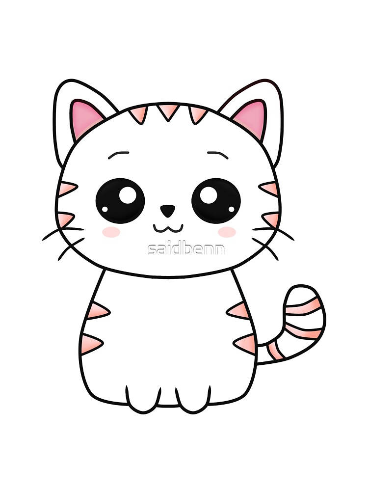 Super Cute Kawaii Cat With Pink Stripes Wallpaper