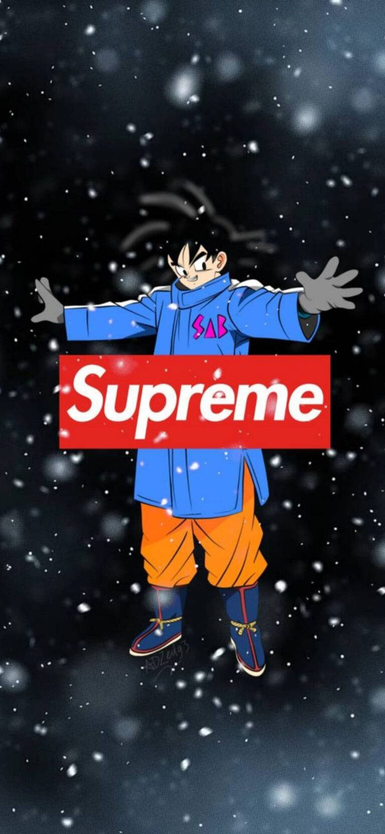 Superhero Supreme Goku In Blue Coat Wallpaper