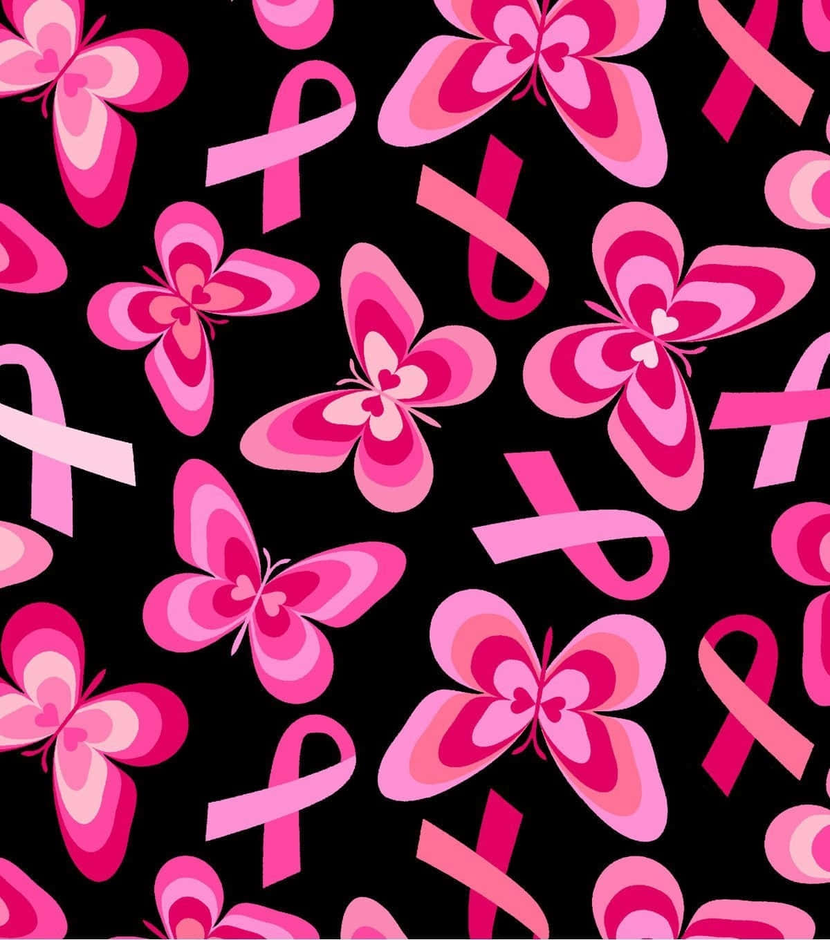 Supportive Pink Ribbon On A Painted Wall Wallpaper