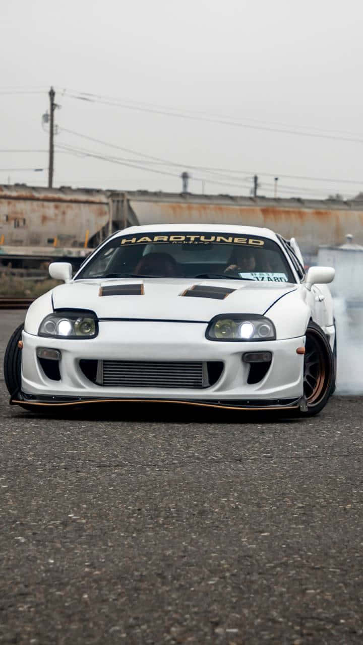 Supra Drift White Car Mobile Wallpaper