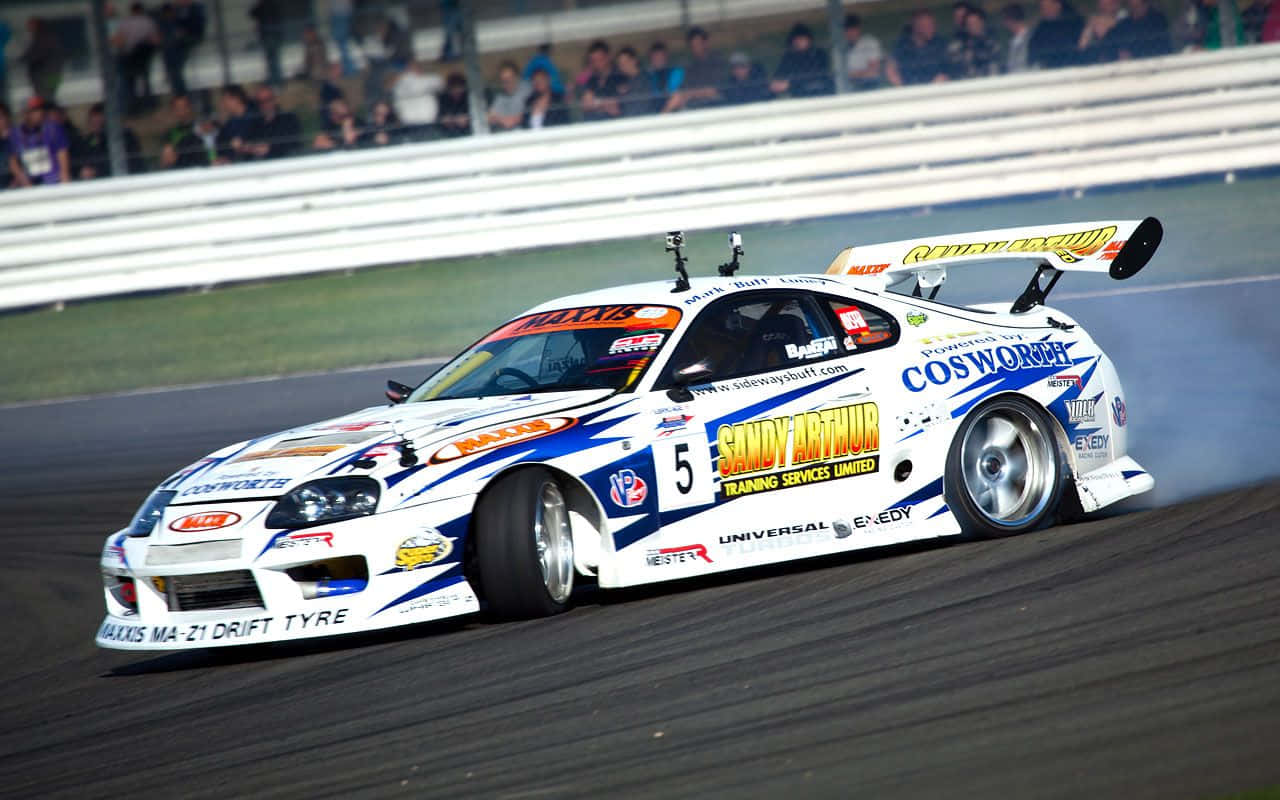 Supra Drift White Race Car Wallpaper