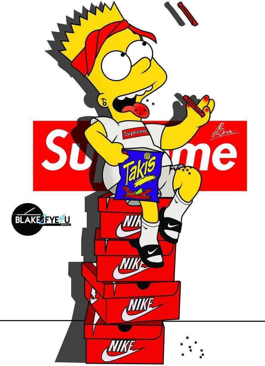 Download free Supreme Bart And Nike Cartoon Wallpaper MrWallpaper