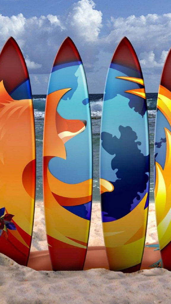 Surfboards Firefox On Beach Iphone Wallpaper