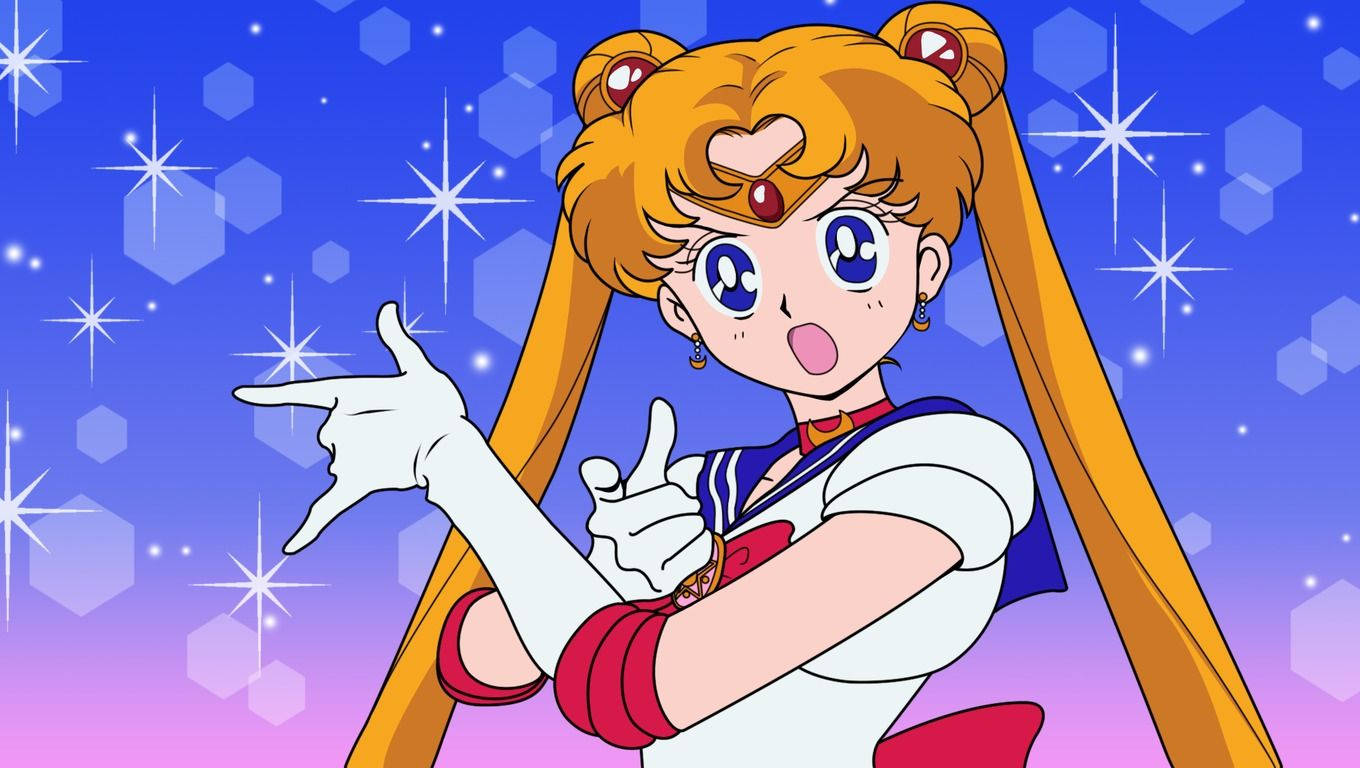 Surprised Sailor Moon Gun Pose Wallpaper