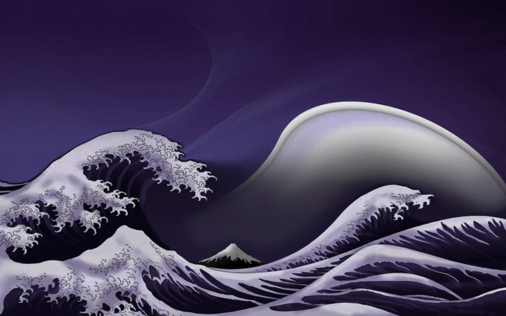 Surreal Japanese Waves Wallpaper