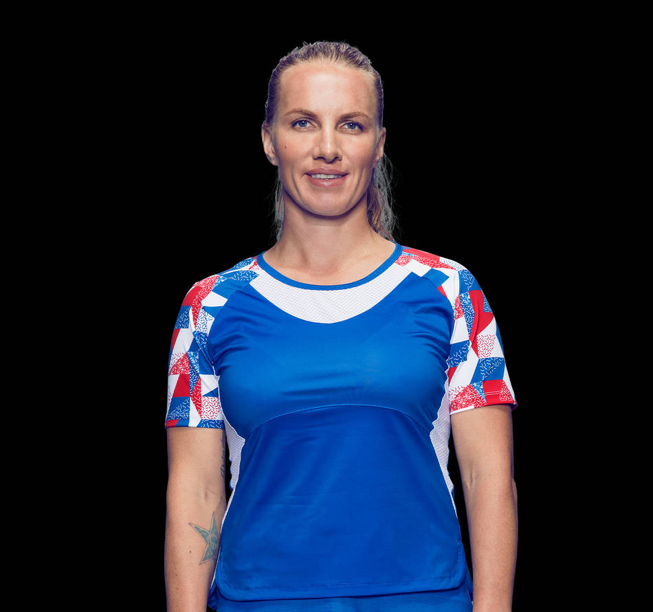 Svetlana Kuznetsova In Blue Sportswear Wallpaper