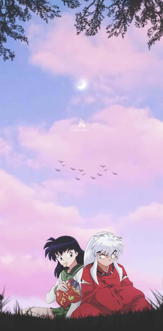 Sweet Couple Inuyasha And Kagome Phone Wallpaper