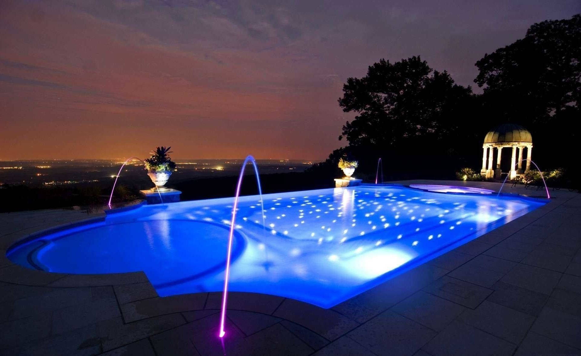 Swimming Pool At Night Wallpaper