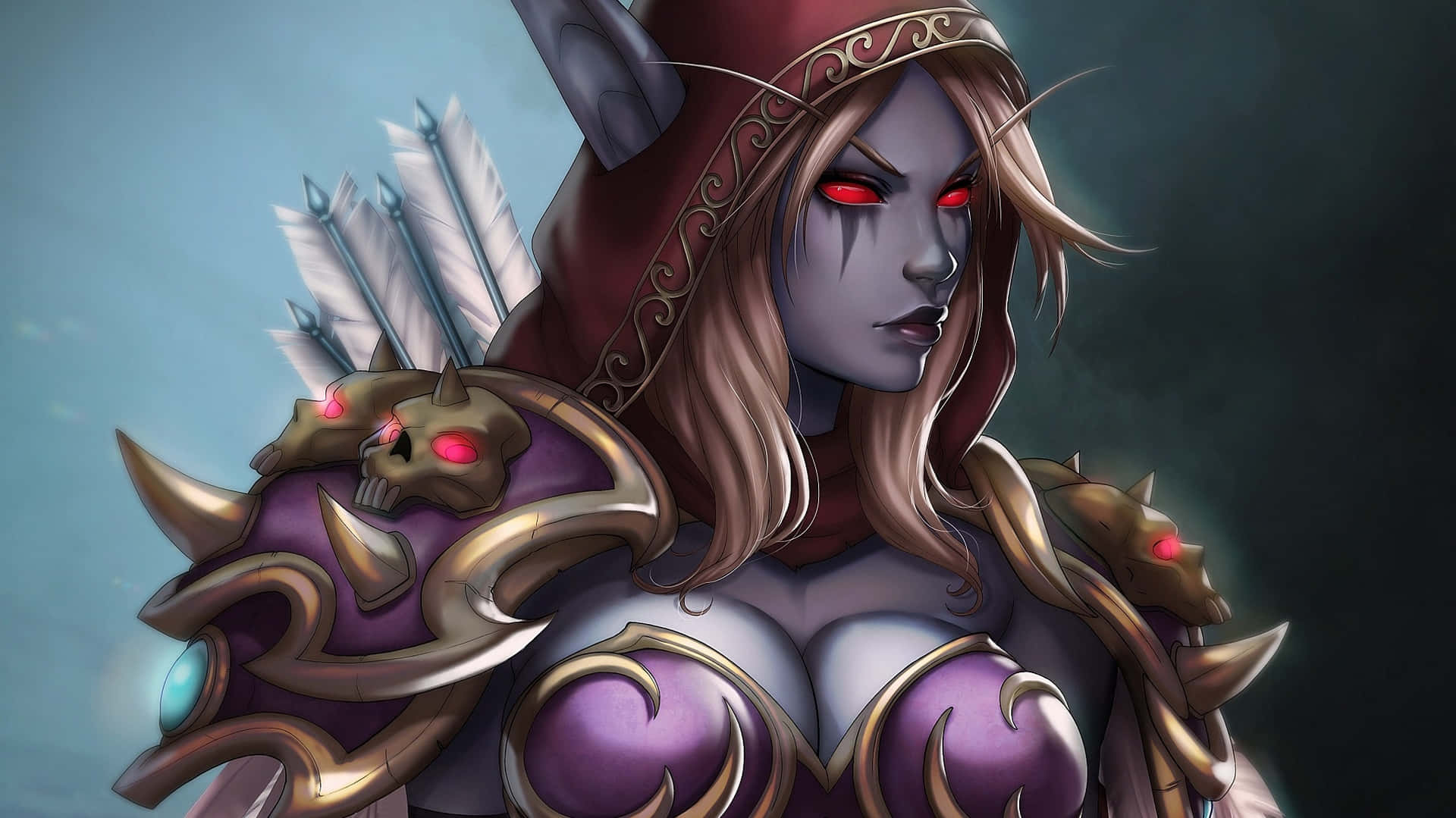 Sylvanas Windrunner Glowing Red Eyes Wallpaper