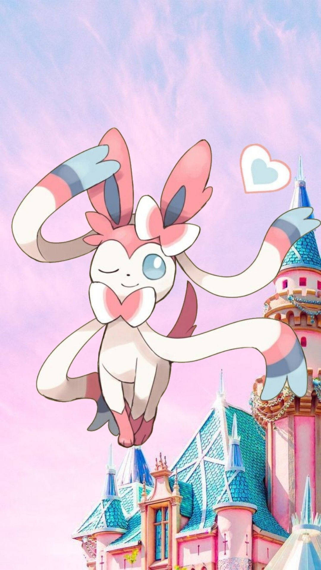 Sylveon With Pink Castle Phone Wallpaper