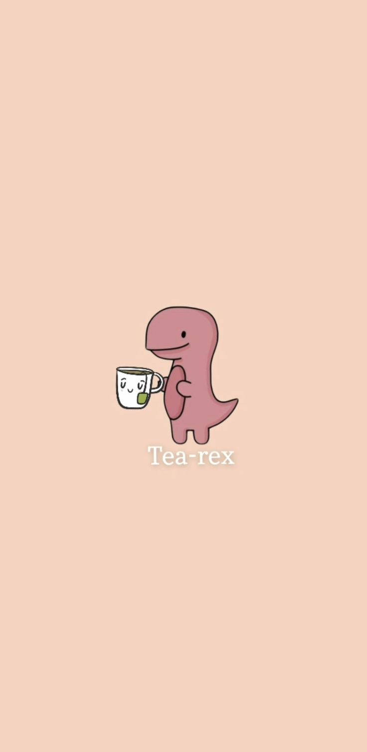 Tea-rex Dino Kawaii Iphone Wallpaper