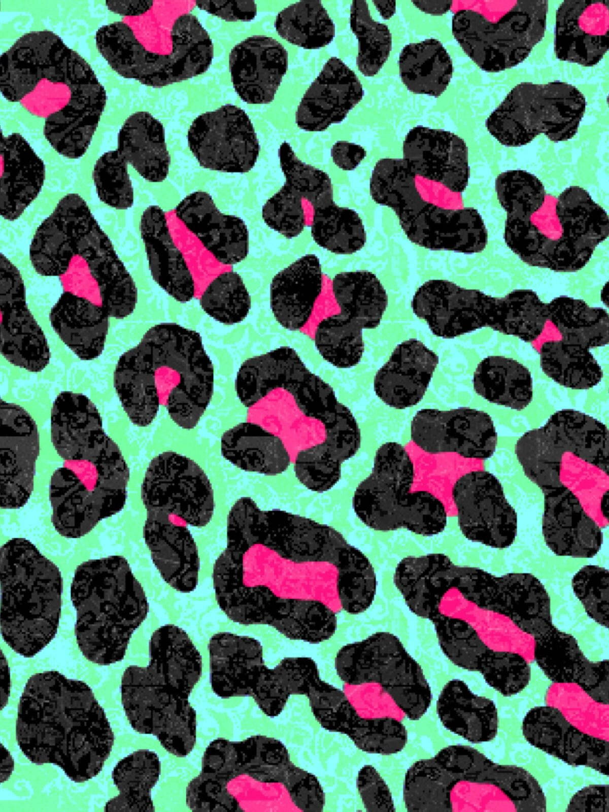 Teal And Pink Cute Leopard Print Wallpaper