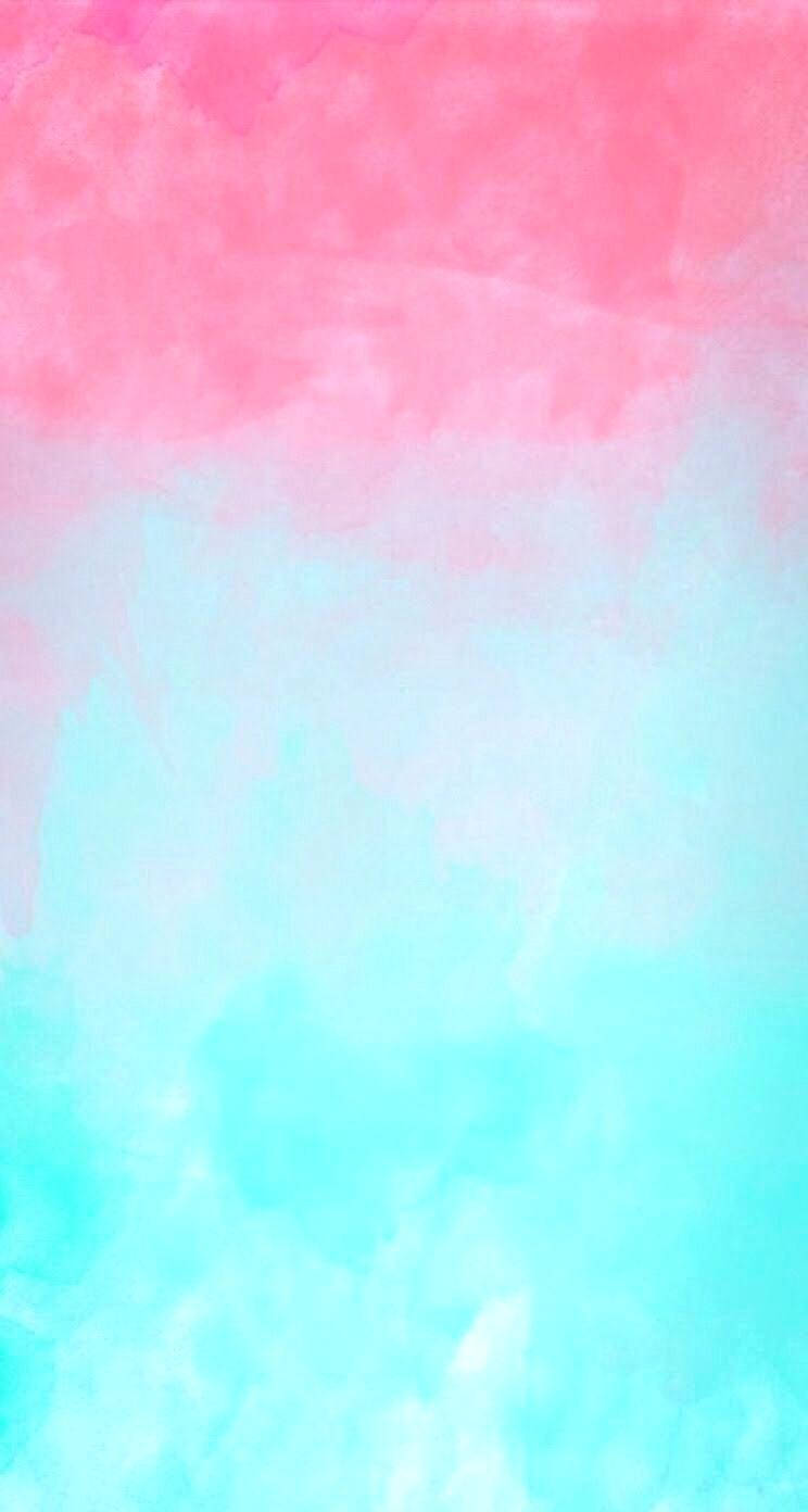 Teal And Pink Watercolor Wallpaper
