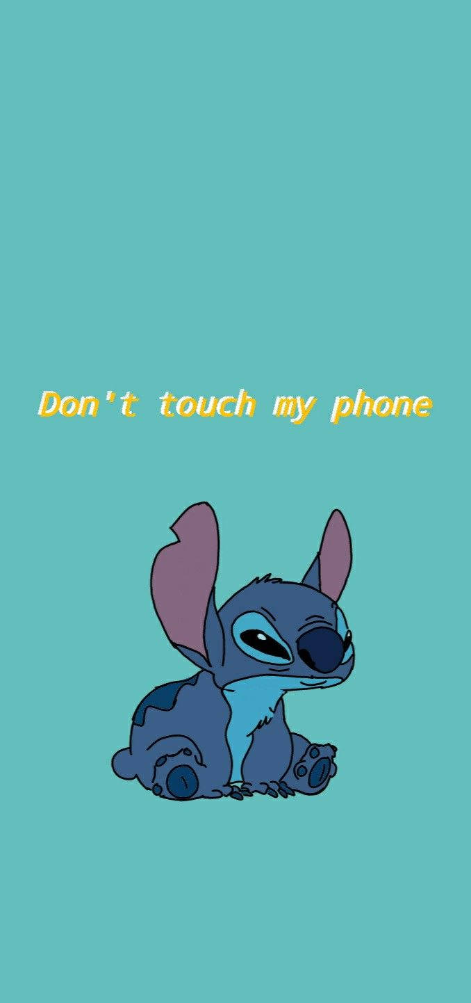 Teal Don’t Touch My Phone Stitch Wallpaper