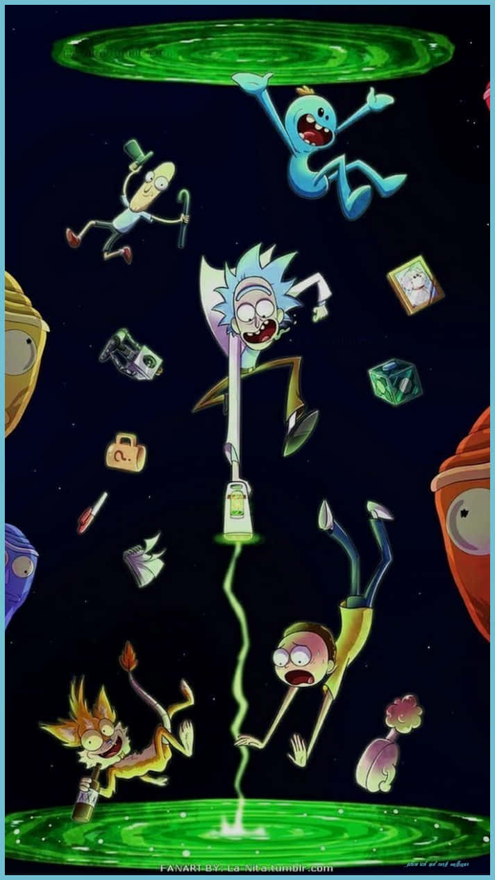 Teleporting Rick And Morty Fan Art Wallpaper