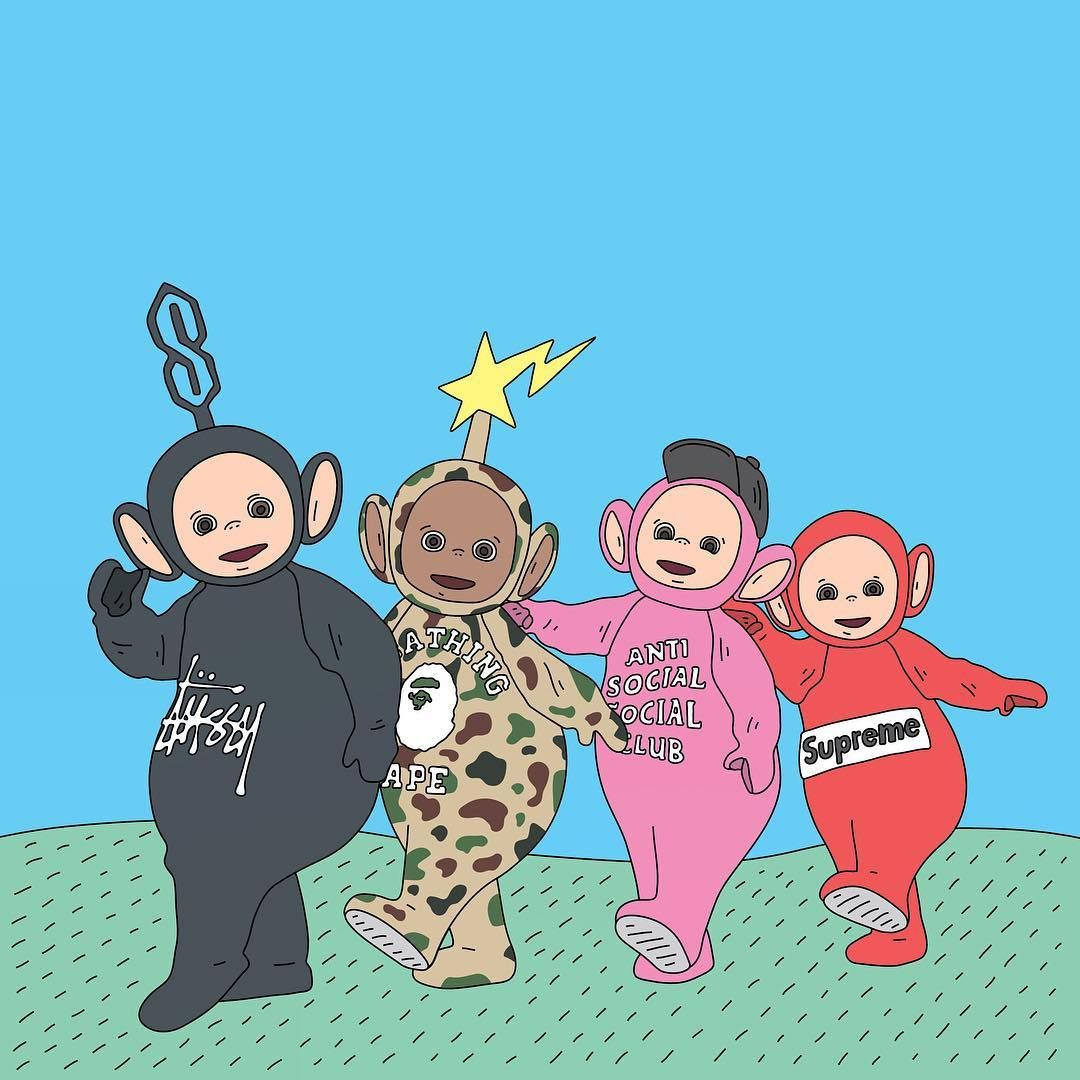 Teletubbies Wearing Classy Outfit Wallpaper