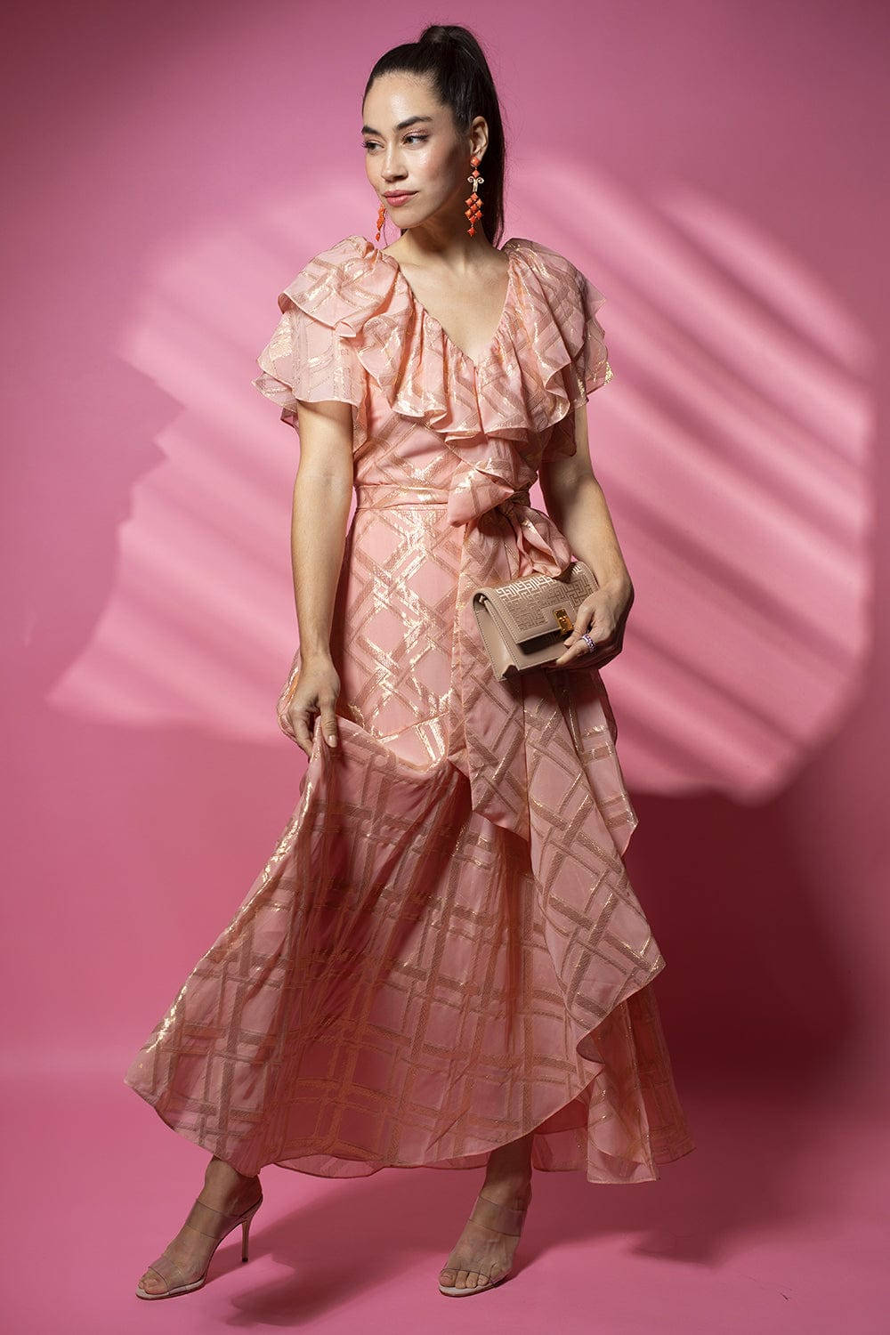 Temperley London Pink Dress Pink Wall Wallpaper