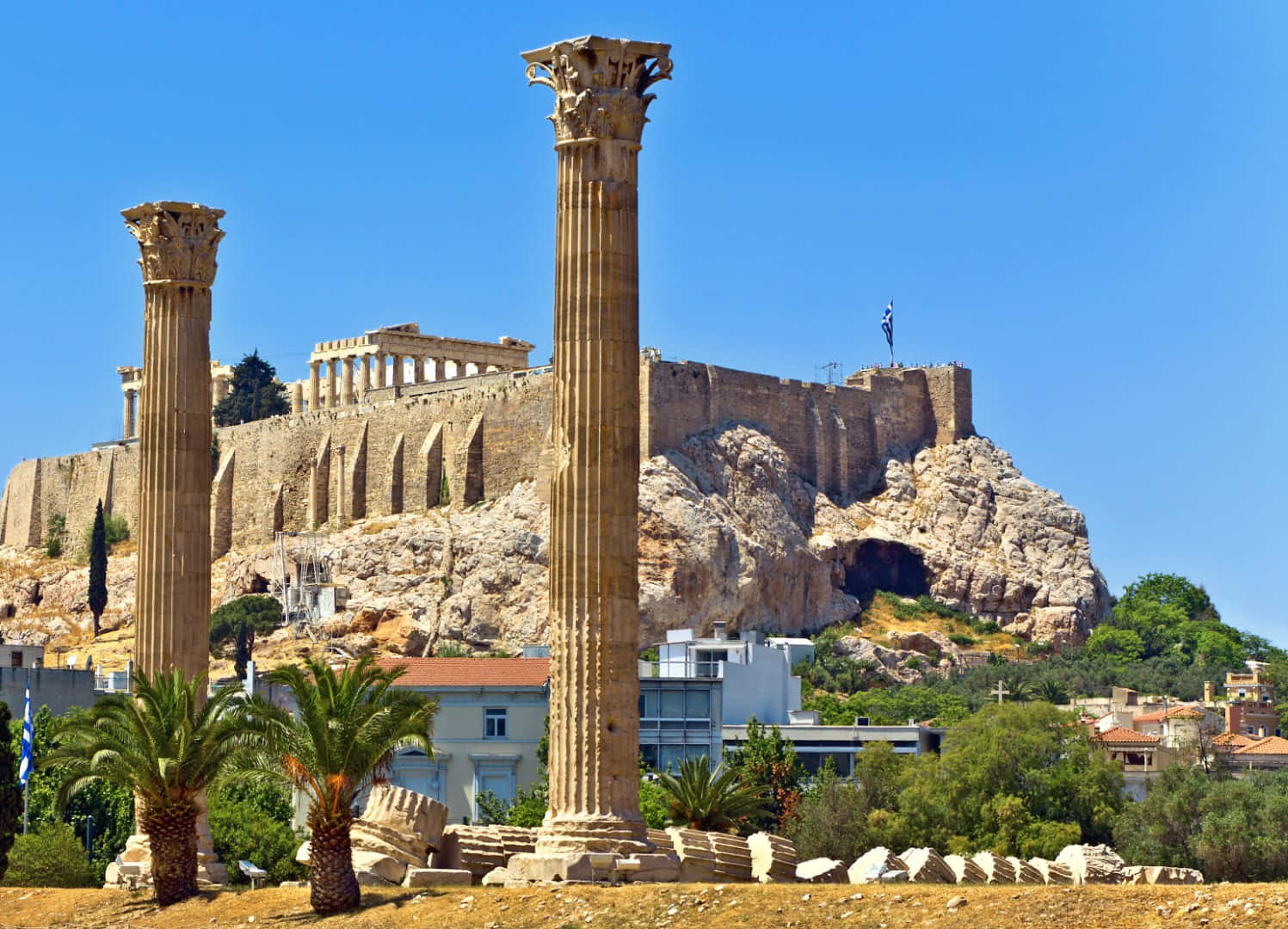 Temple Of Poseidon Pillars Sounion. Wallpaper