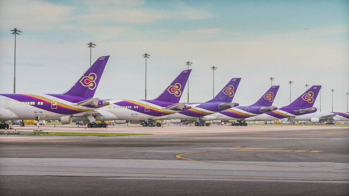 Thai Airways Airplanes On Airport Wallpaper