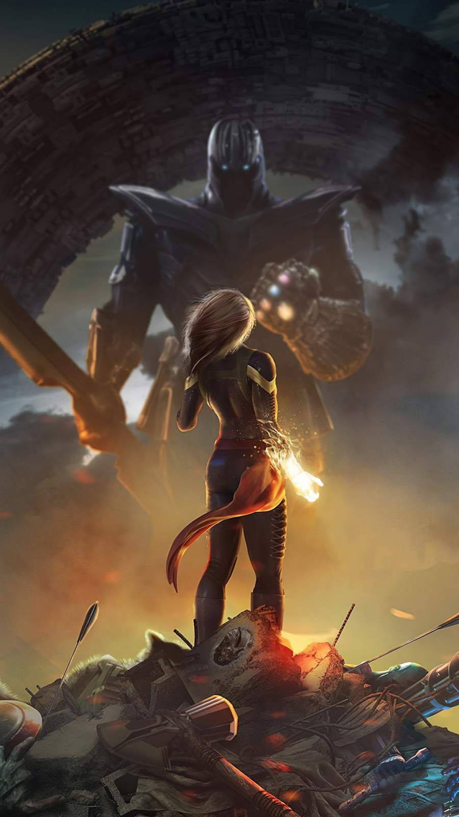 Thanos And Captain Marvel Iphone Wallpaper