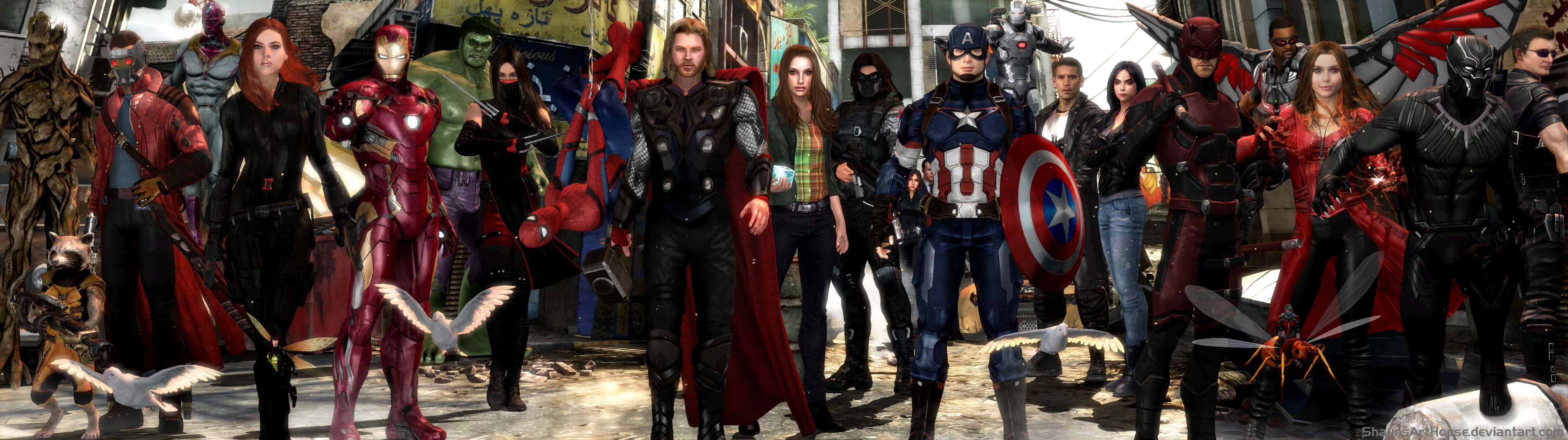 The Cast Of The Marvel Cinematic Universe Wallpaper