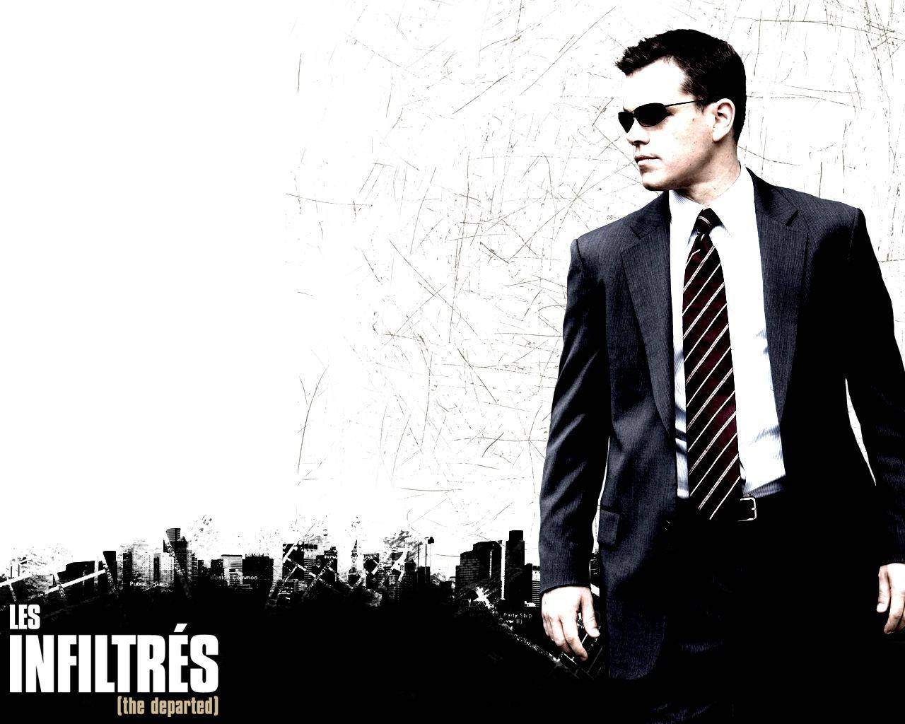 The Departed Black And White Matt Damon Wallpaper