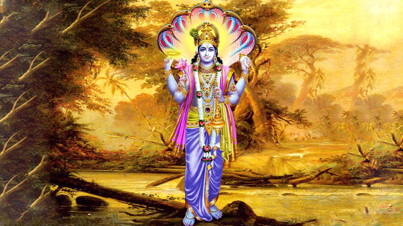 The Forest With Lord Vishnu Hd Wallpaper