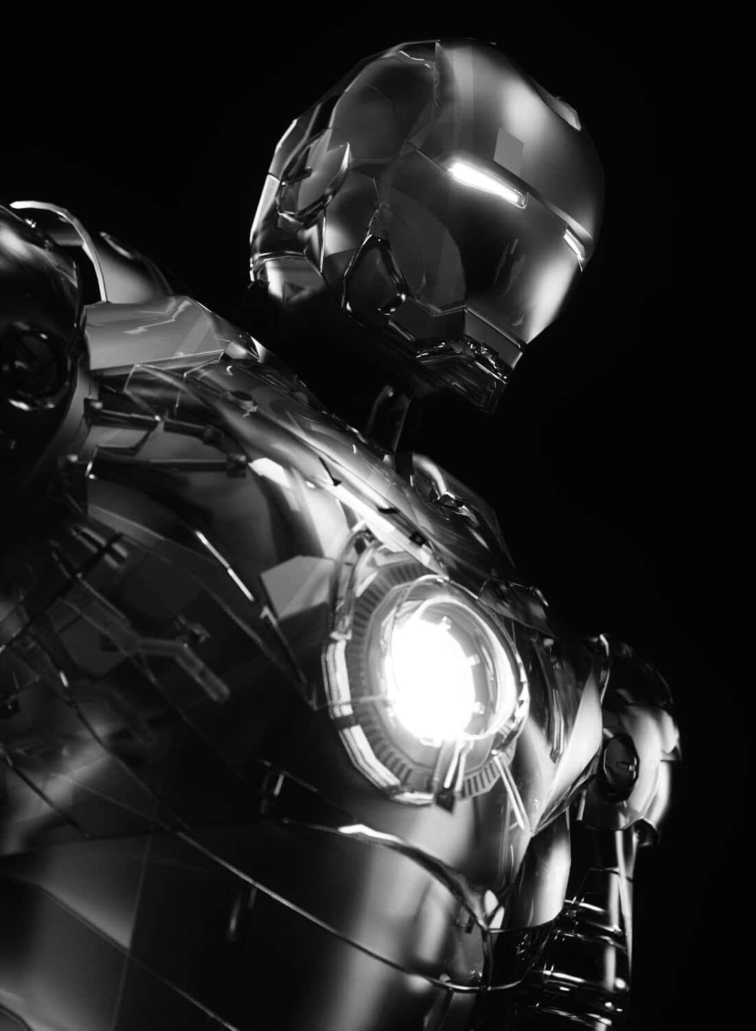 The Iconic Iron Man In Black And White. Wallpaper