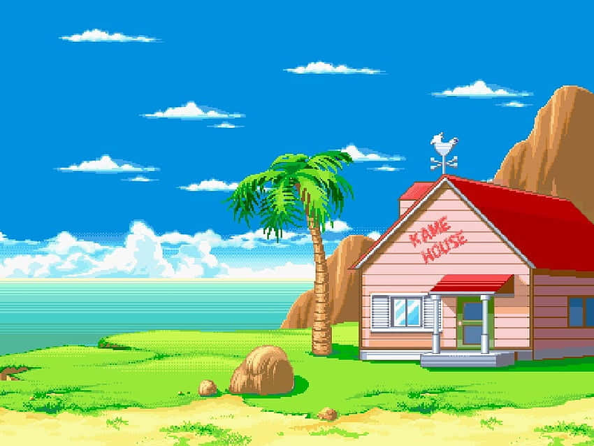 The Iconic Kame House On A Serene Beach Wallpaper