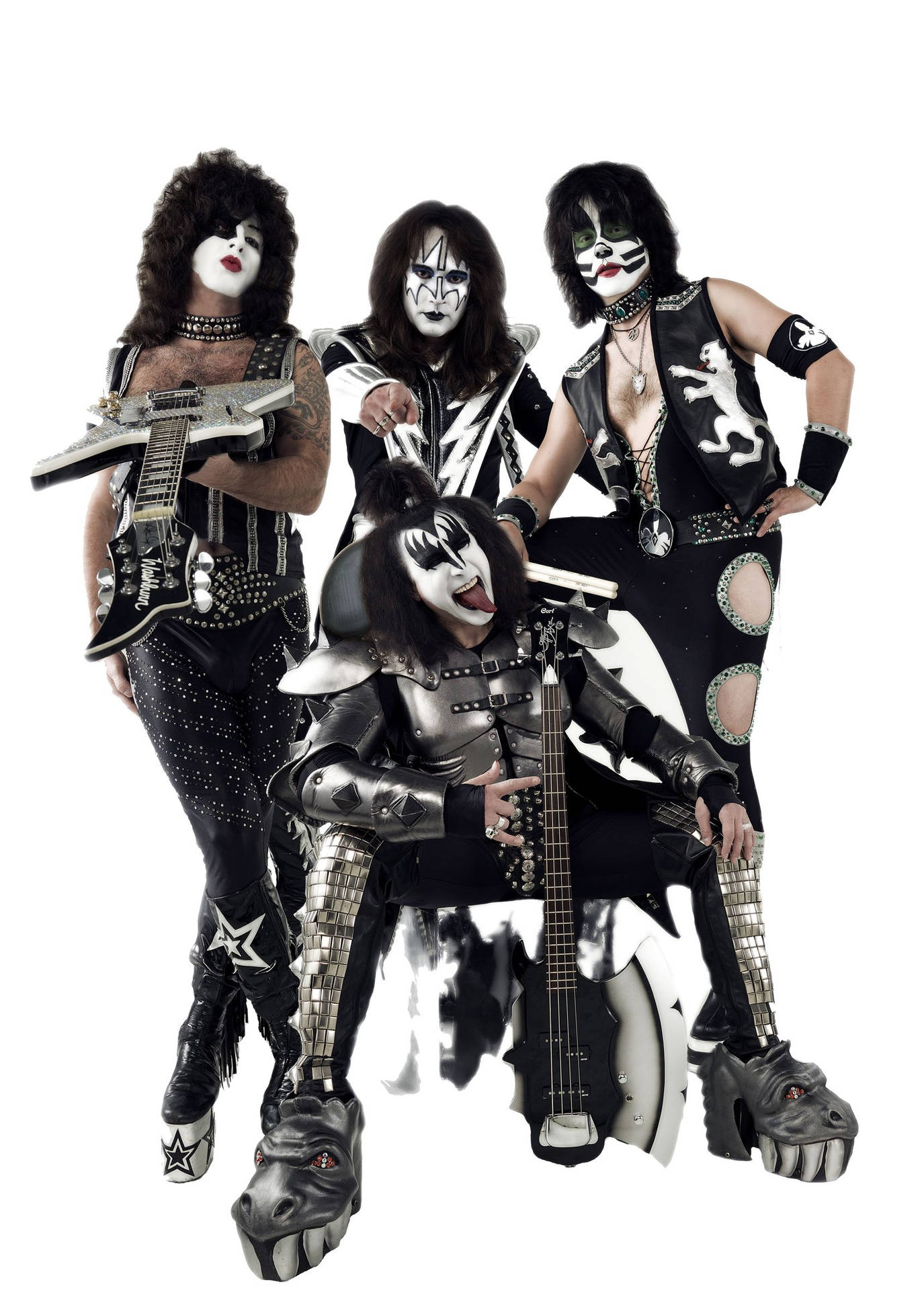 The Iconic Rockstars Of Kiss Band In Action Wallpaper