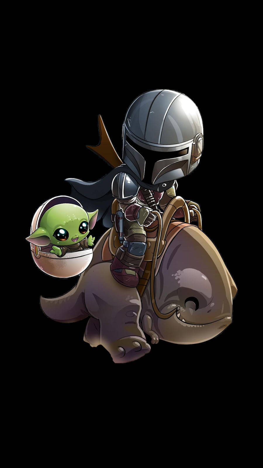 The Mandalorian And Baby Yoda Together - A Star Wars Story Wallpaper