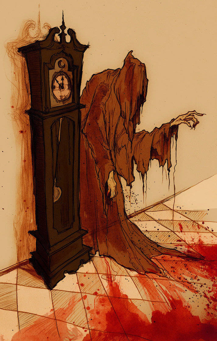 The Masque Of The Red Death Grandfather Clock Wallpaper