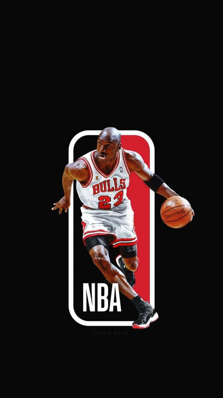 The Nba Logo With A Basketball Player On It Wallpaper