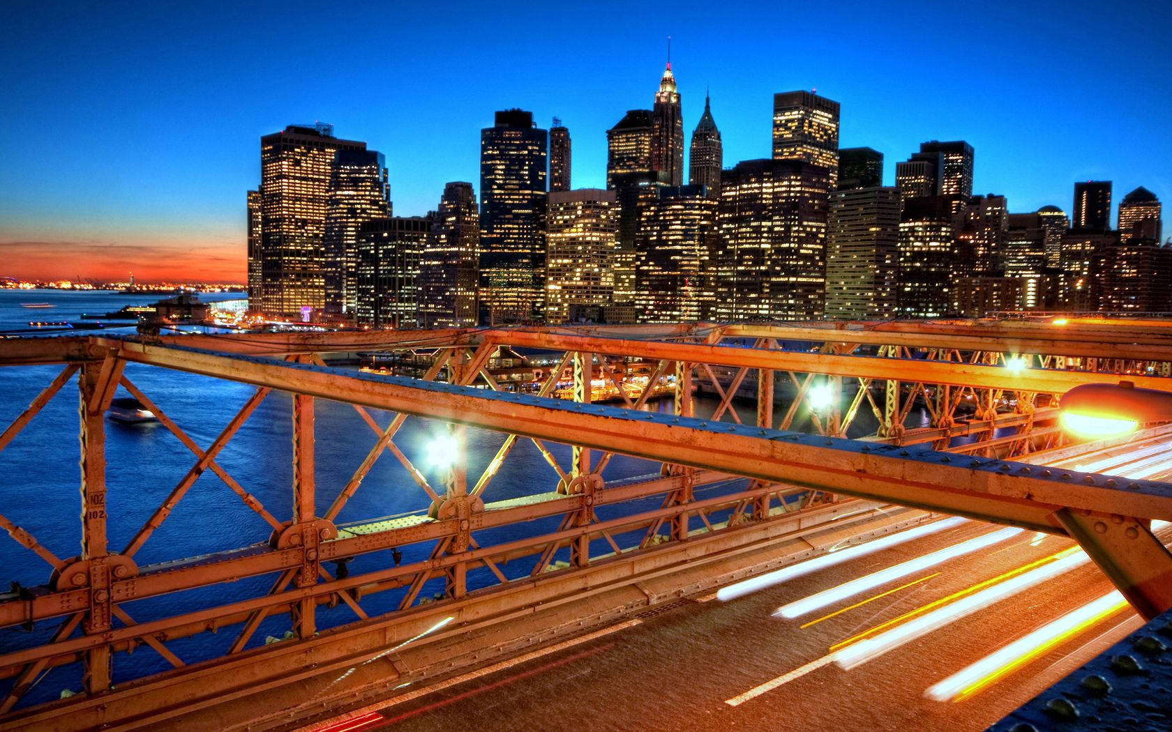 The New York Skyline At Night Wallpaper