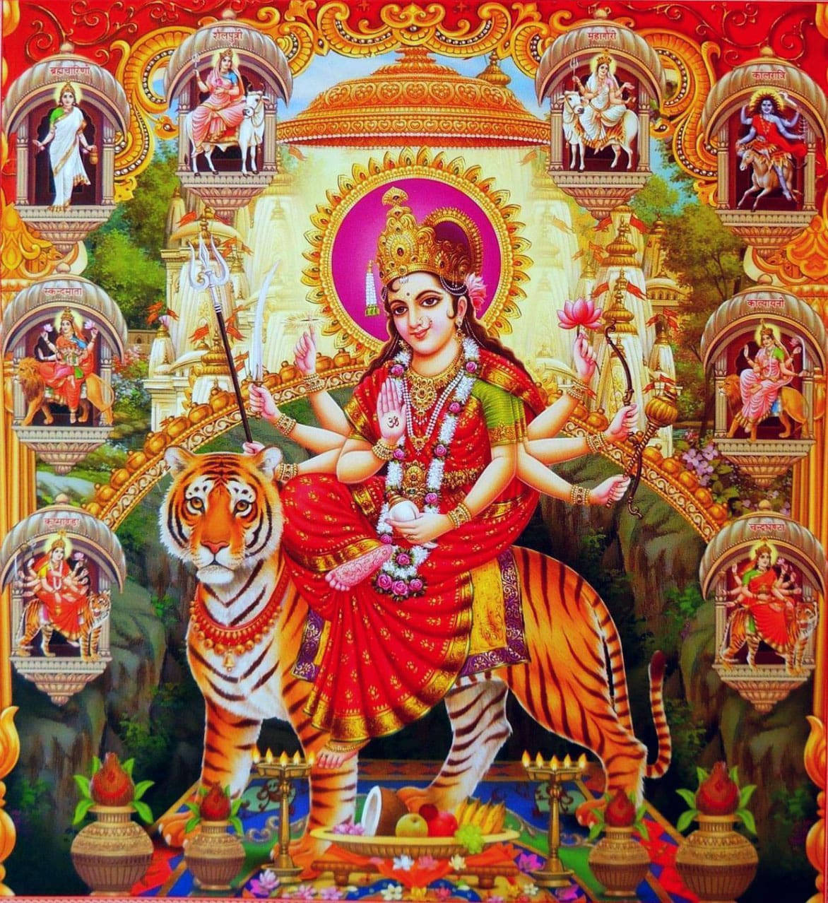The Nine Avatars Of Durga Devi Wallpaper